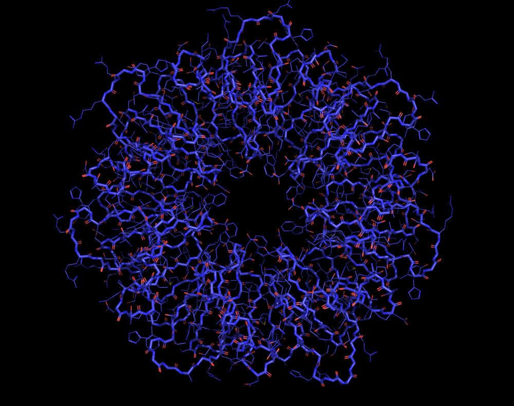 Backbone + side chain model of the protein 7BME.